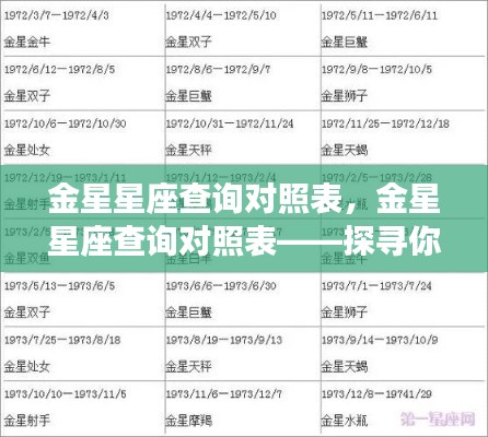 金星星座查询对照表,探寻你的金星所在星座位置