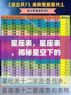 揭秘星座表,星空下的个性密码探索