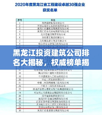 黑龙江投资建筑公司排名大揭秘,权威榜单揭晓,这些公司领跑行业!